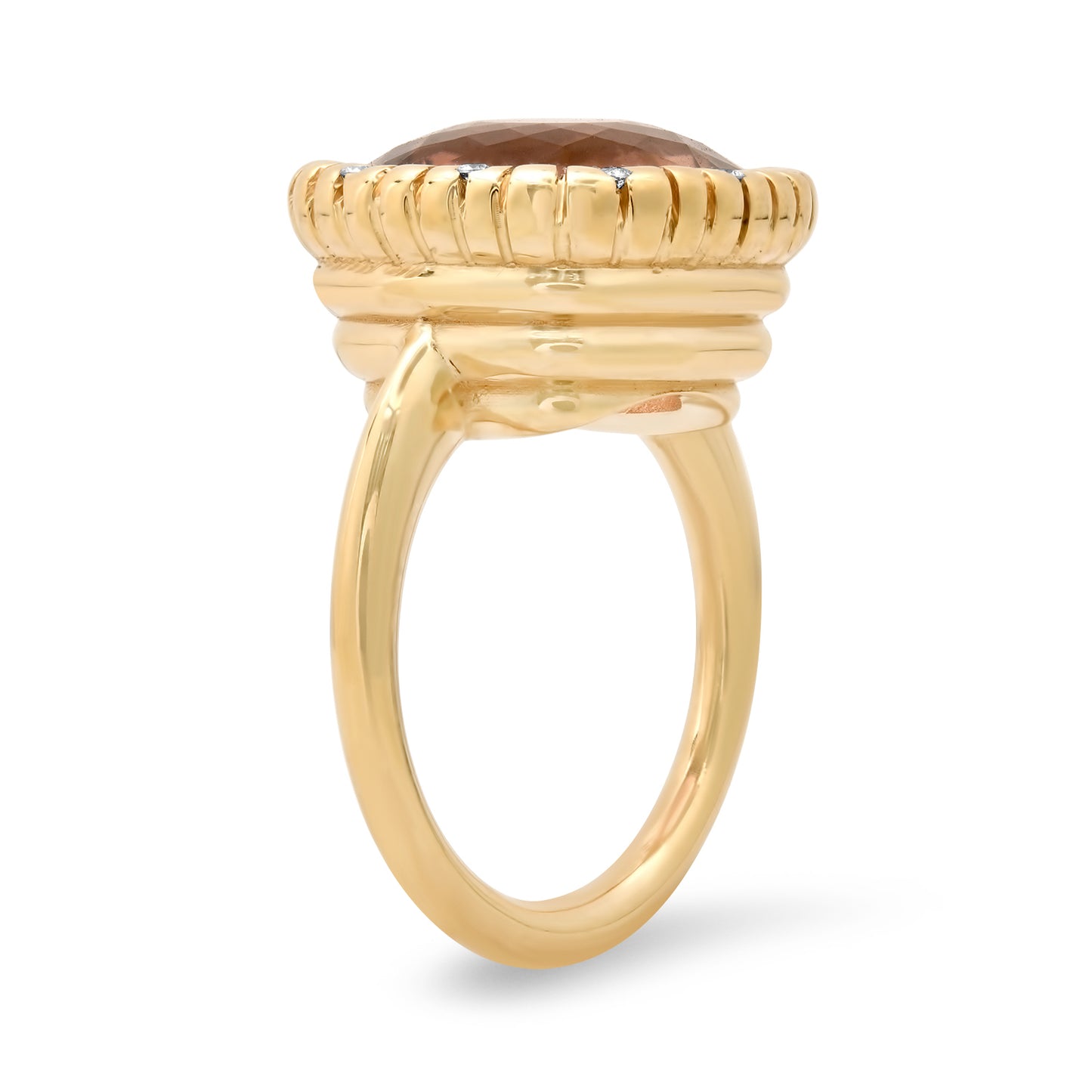 Eros Cuhion Cut Pink Tourmaline And Diamond Ring