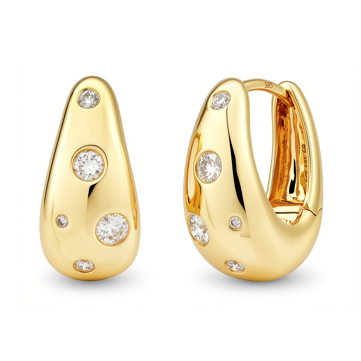 14K YG Vera Gyspy Set Diamond Huggies
