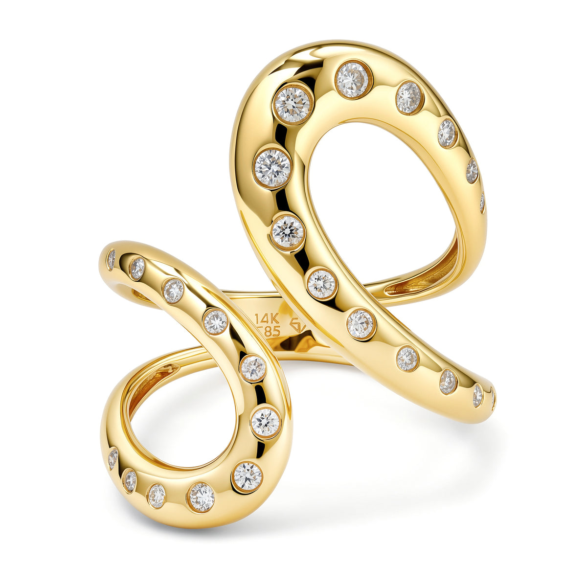 14K YG Renna Diamond Wave Ring