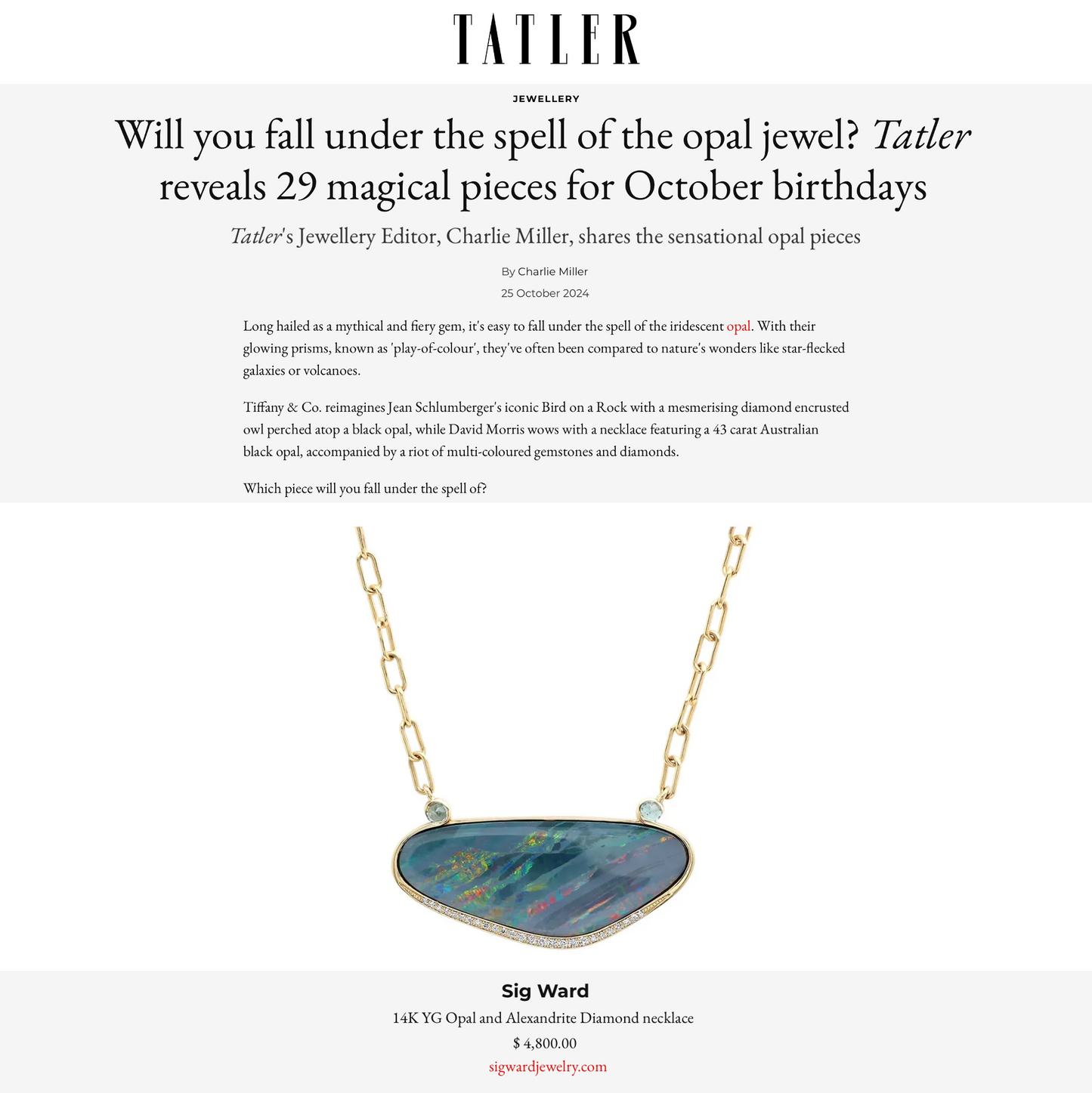 14K YG Opal and Aquamarine Diamond necklace