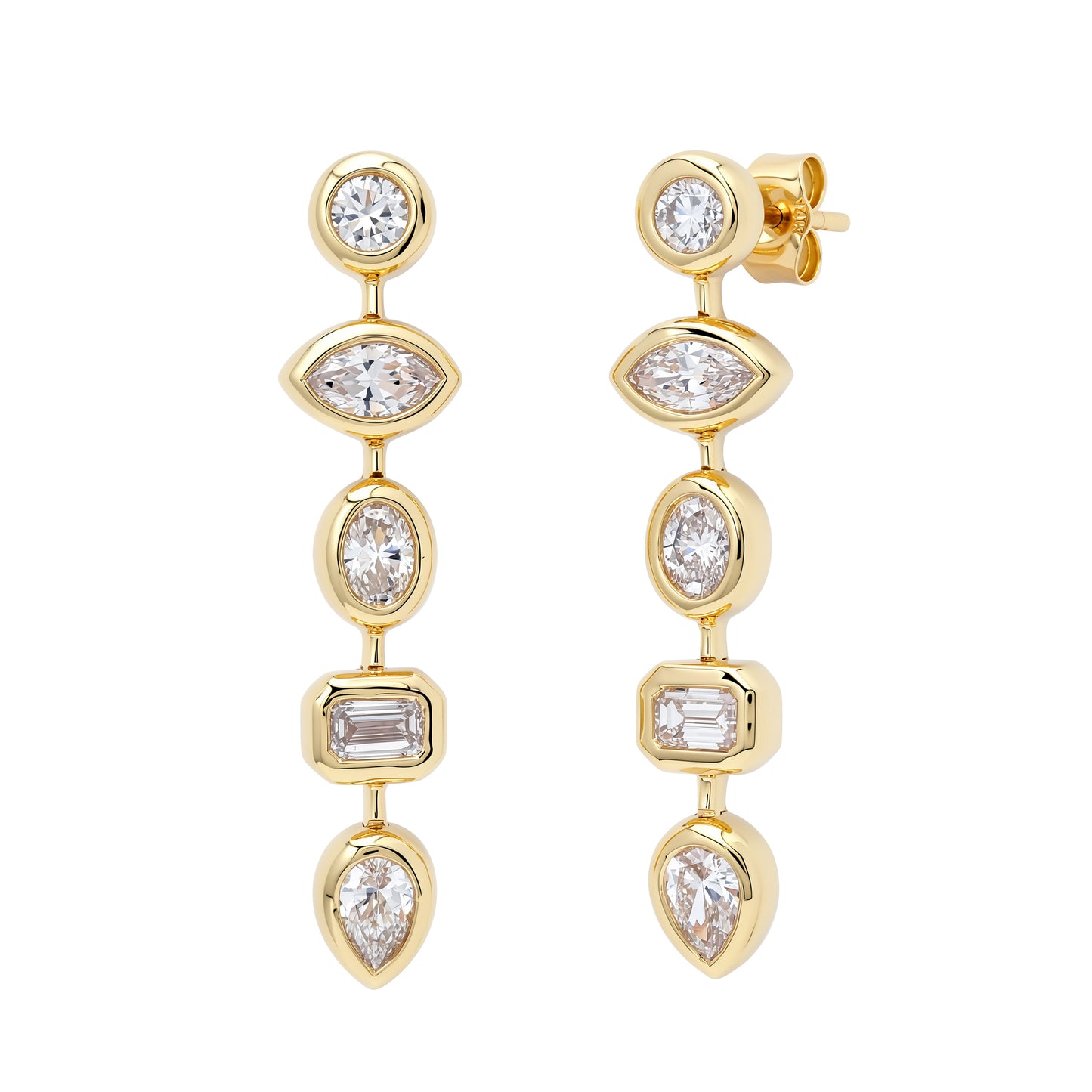 Sig Ward Jewelry Bezel Set Ten Diamond Earrings