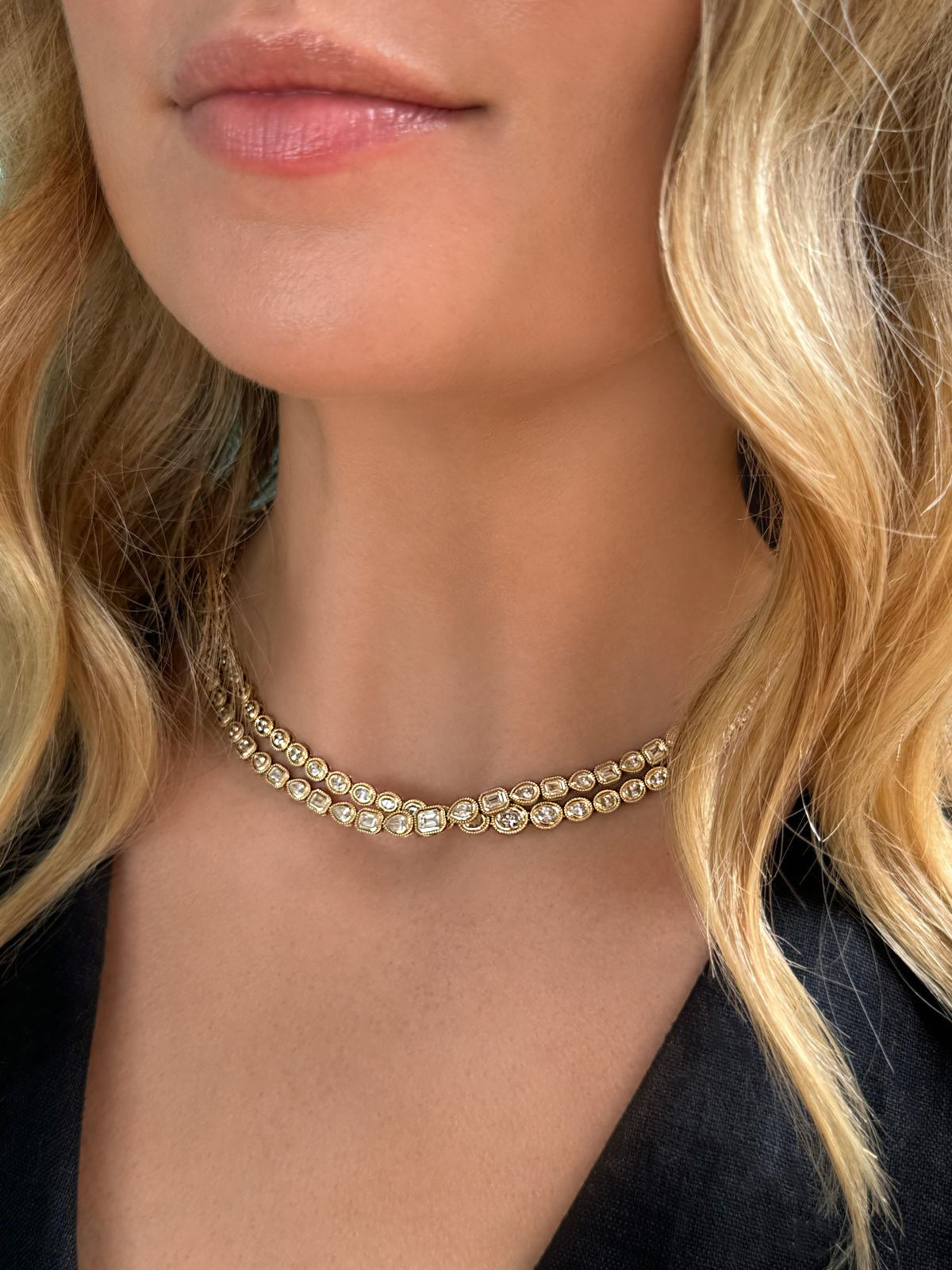 Sig Ward Jewelry 14K Yellow Gold Maven Mixed Fancy Diamond Tennis Necklace Maven Oval Diamond Tennis Necklace Maven Oval And Pear Shape Diamond Tennis Necklace