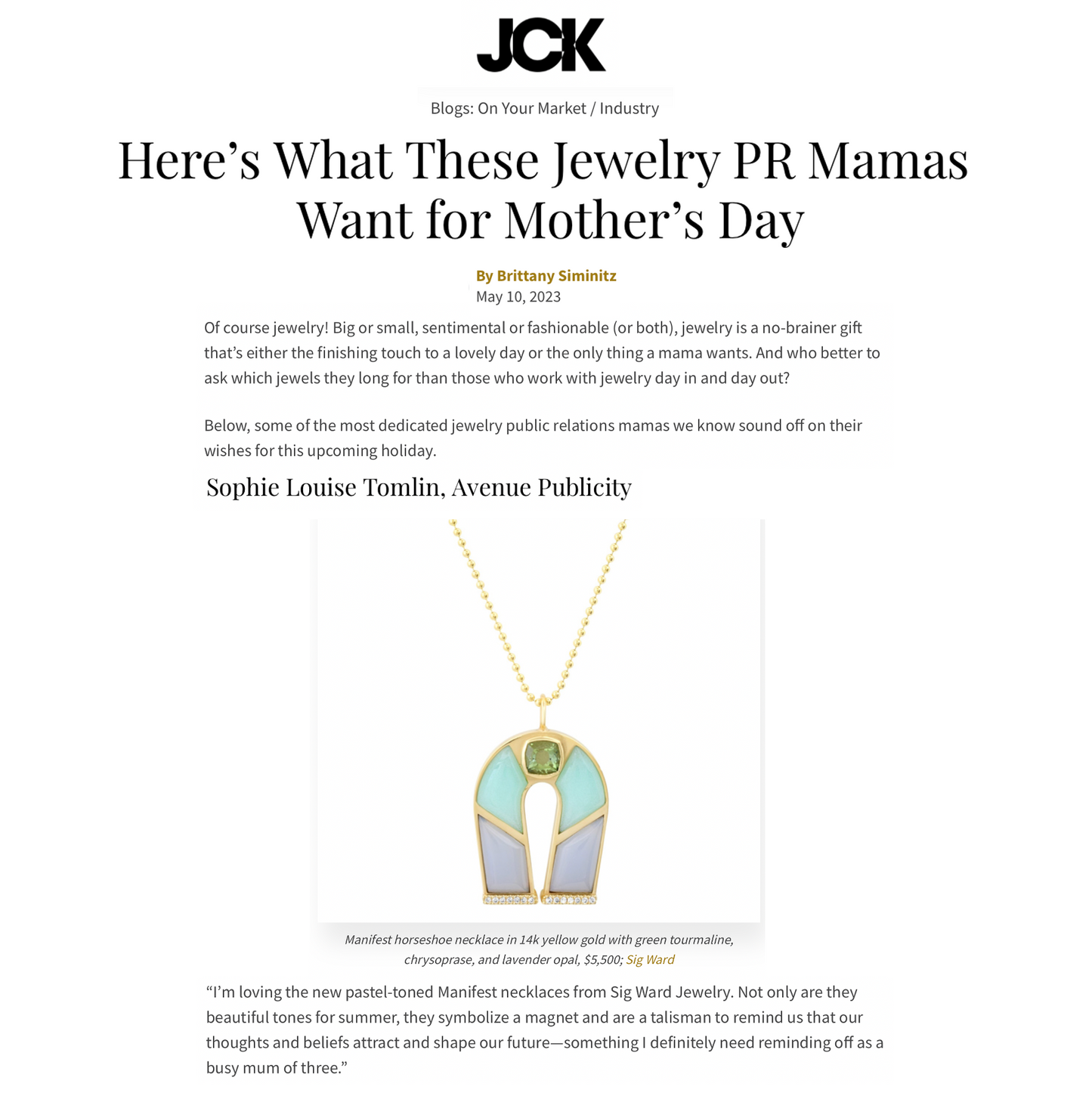 Sig Ward Jewelry JCK