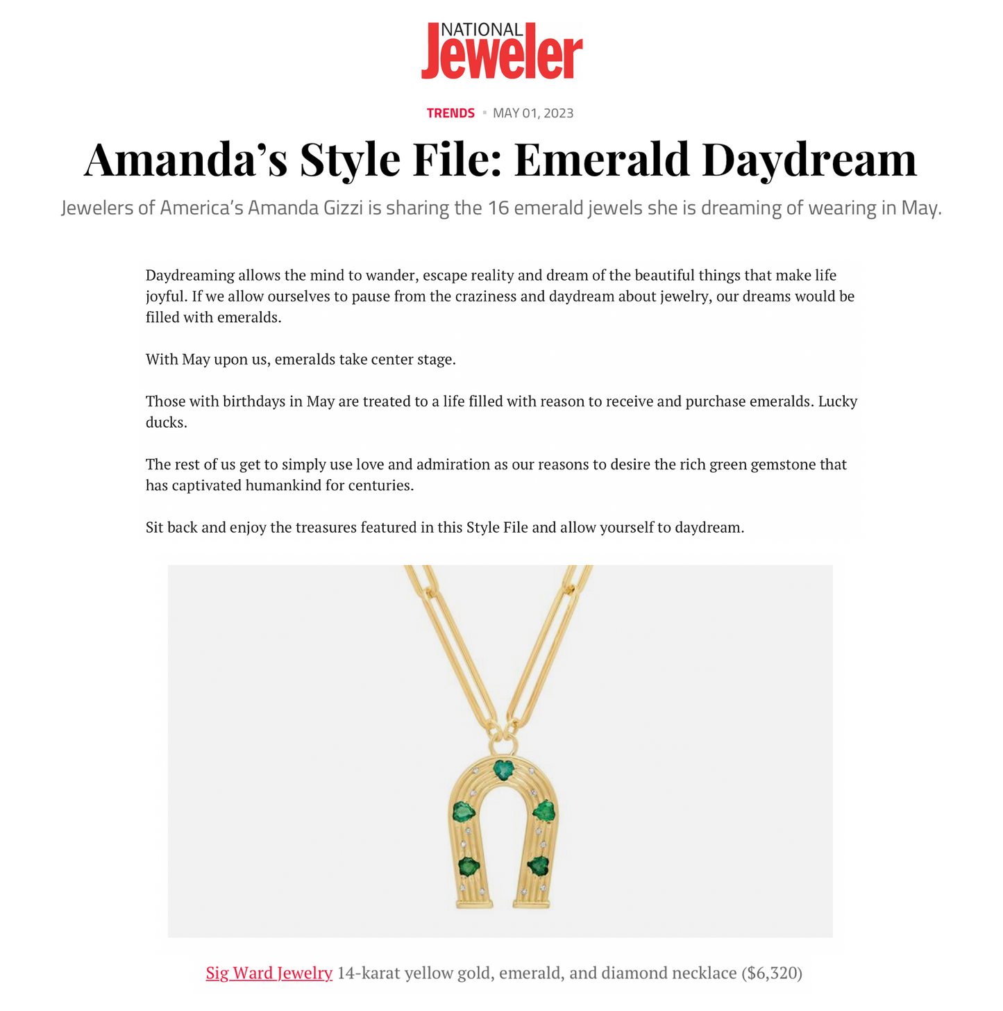 Sig Ward Jewelry National Jeweler