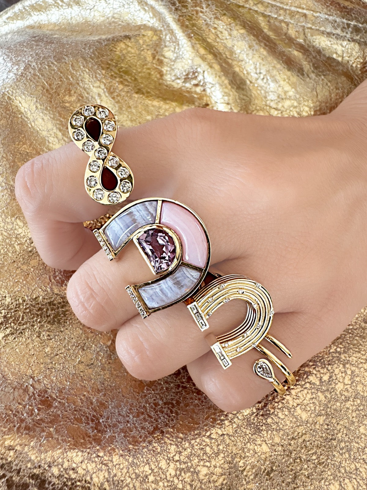 14K YG Jumbo Diamond Infinity Ring
