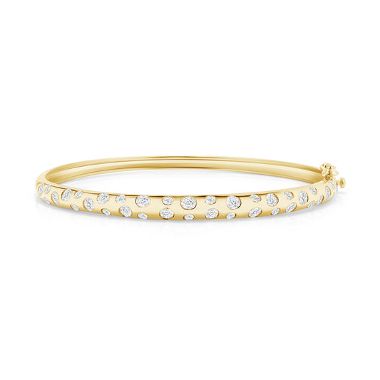 14K YG Round Diamond Gypsy Bangle