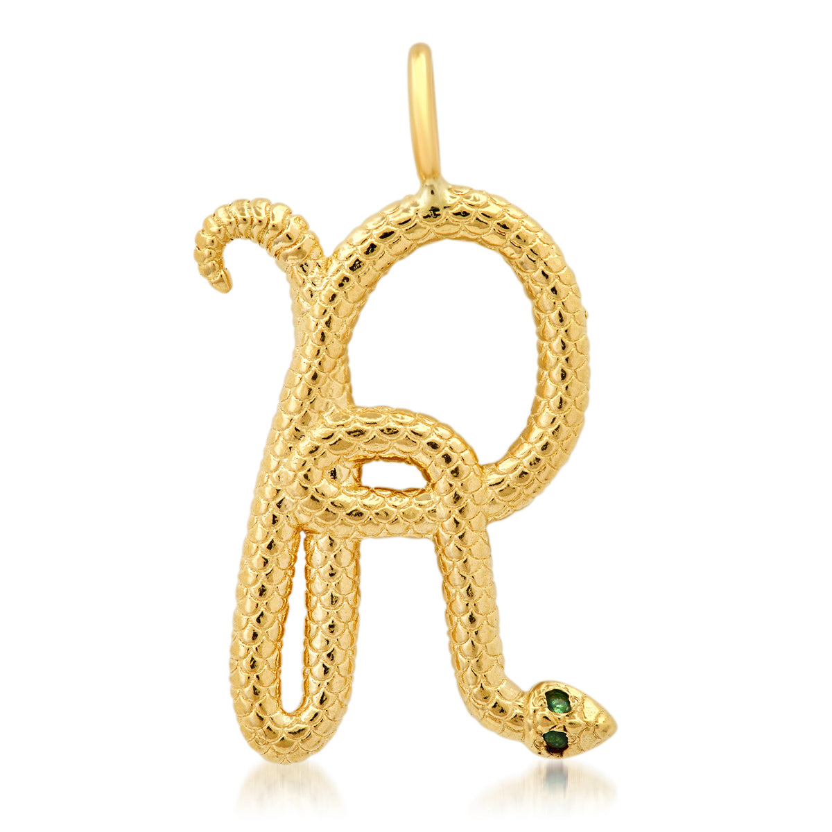 14K YG Snake Letter Charm