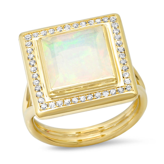 14K YG Opal and Diamond Ring
