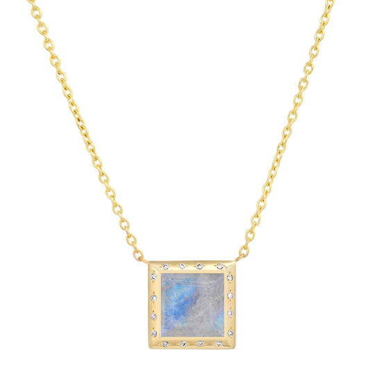 14K YG Moonstone and Diamond Necklace
