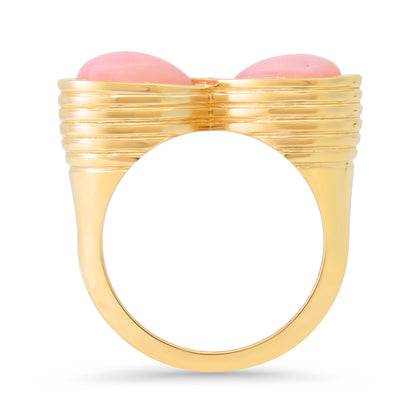 14K YG Pink Opal and Diamond Infinity Ring