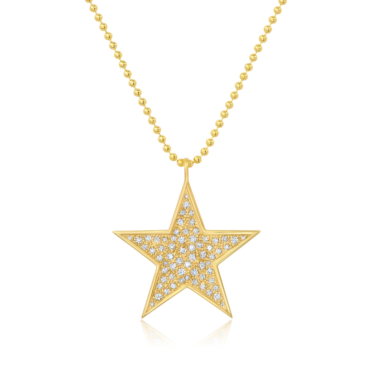 14K Small Gold Star Diamond Disc Necklace