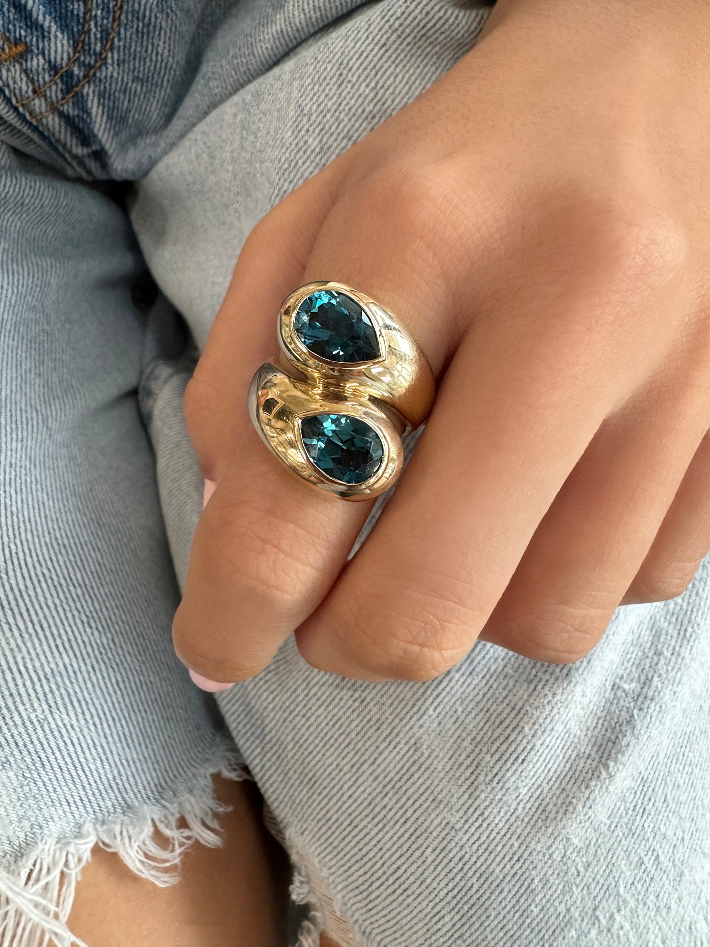 Sig Ward Jewelry 14K YG London Topaz Toi et Moi Ring featuring striking London topaz gemstones in an elegant toi et moi design set in luxurious yellow gold.