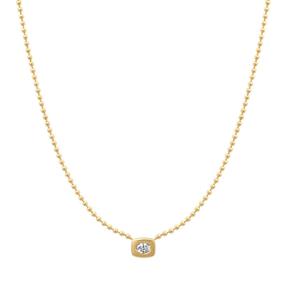 14K YG Oval Diamond Solitaire Necklace