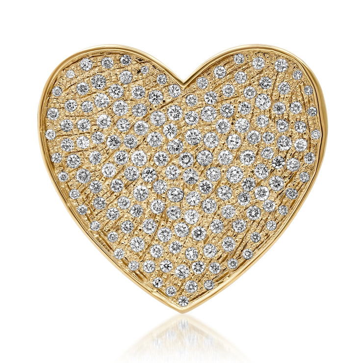 14K Large Heart Diamond Pave Ring