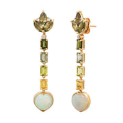 14K YG Multi Sapphire, Opal and Diamond Convertible Earrings