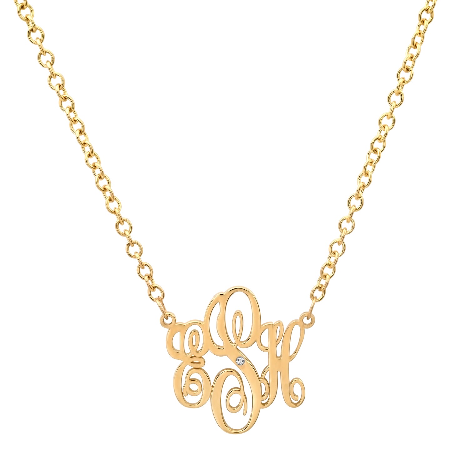 Sig Ward Jewelry 14K Diamond Monogram Necklace featuring a personalized letter pendant accented with natural diamonds, handcrafted in luxury fine jewelry with a timeless modern heirloom-inspired design.