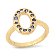 14K YG Bebe Oval Sapphire Ring