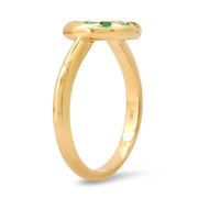 14K YG Bebe Round Emerald Ring