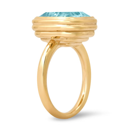 14K YG Sky Blue London Topaz Ring