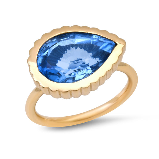 14K YG Omega Sapphire Ring