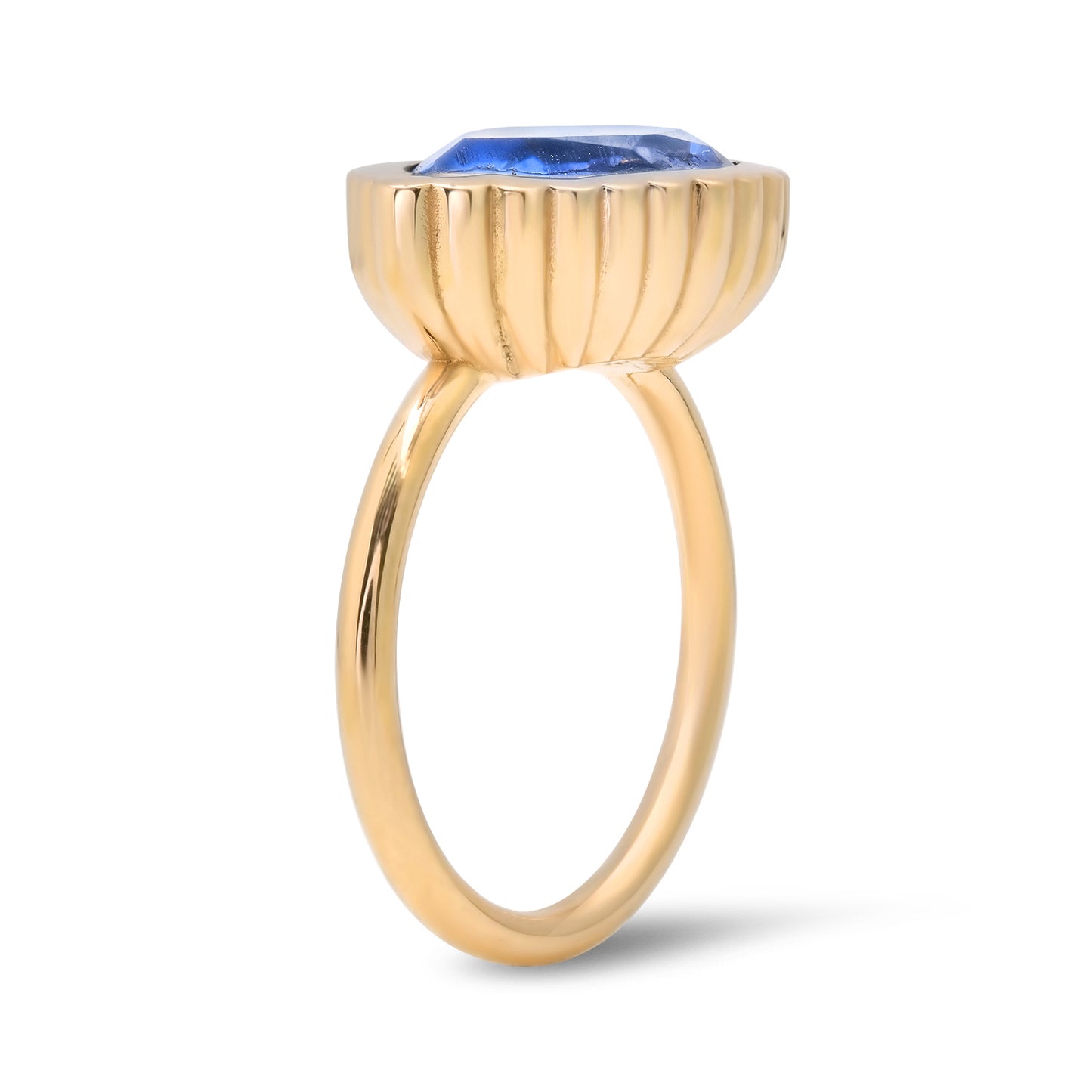 14K YG Omega Sapphire Ring