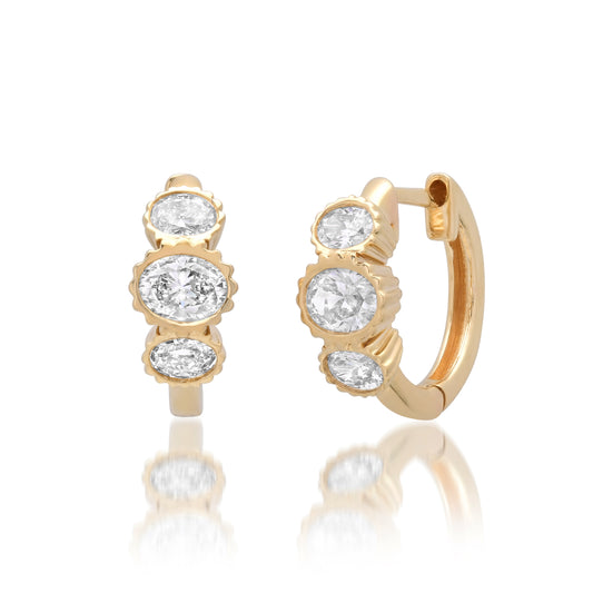 14K YG Laine Oval Shaped Diamond Huggies