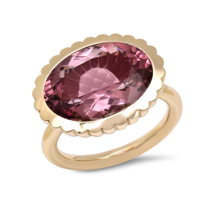 14K YG Morganite Omega Ring