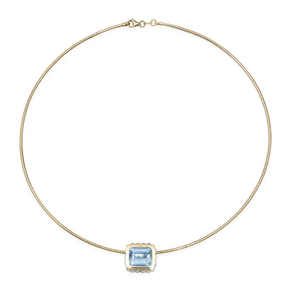 14K YG Aquamarine Omega Choker Necklace