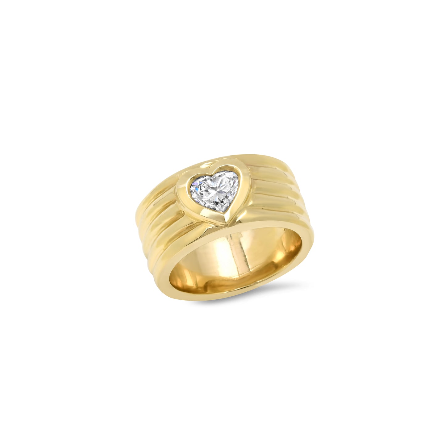 14K YG Romy Heart Shape Pinky Cigar Band