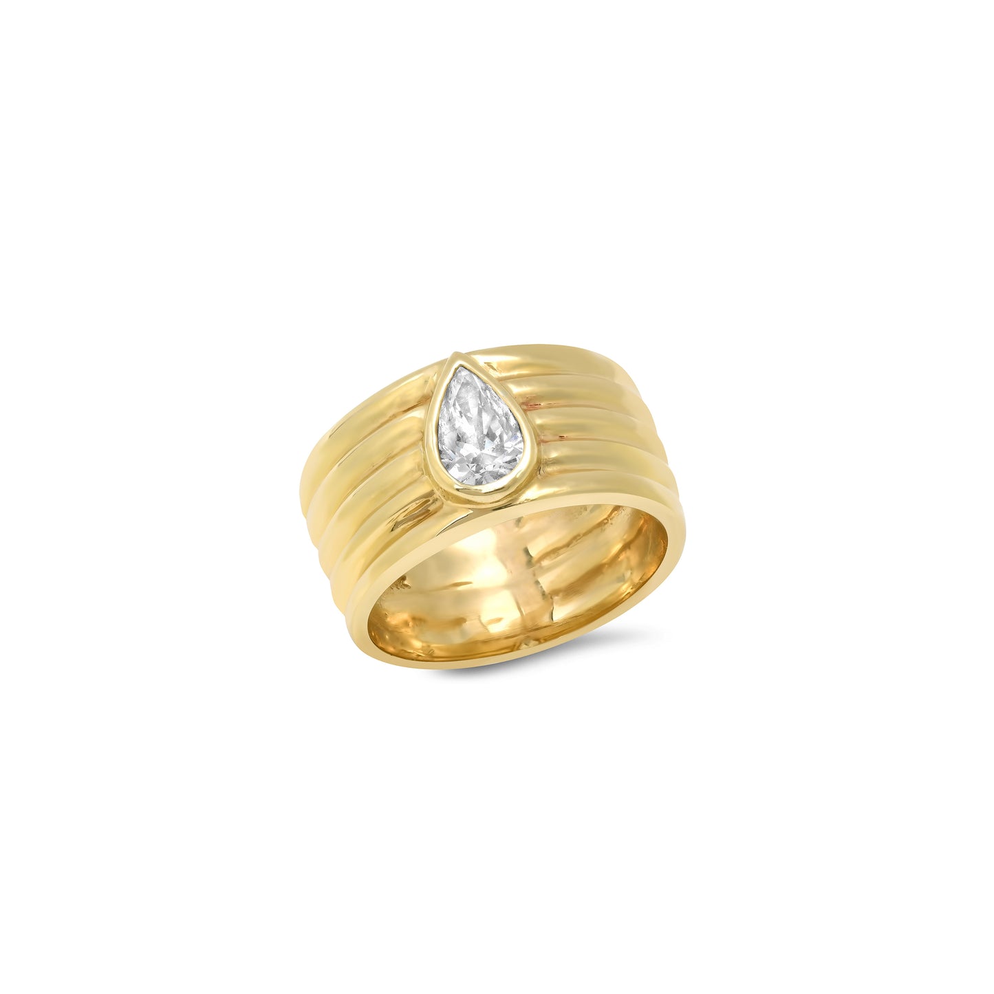 14K YG Romy Pear Shape Pinky Cigar Band