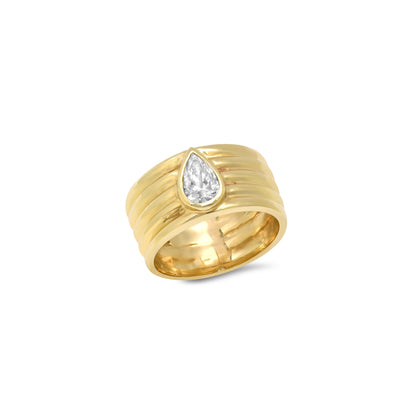 14K YG Romy Pear Shape Pinky Cigar Band