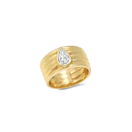 14K YG Romy Pear Shape Pinky Cigar Band
