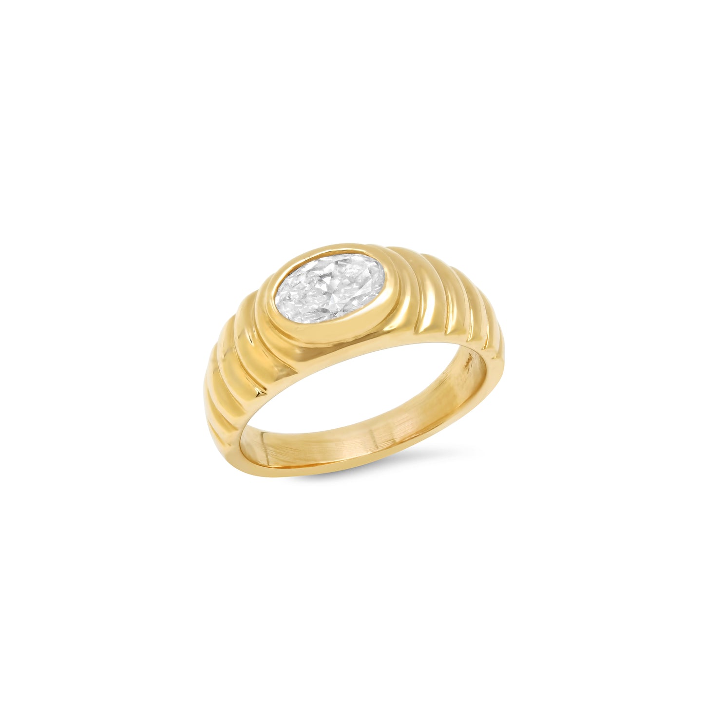14K YG Lola Oval Diamond Pinky Ring