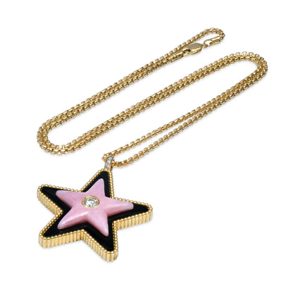 Mega Star Power Onyx and Pink Opal and Diamond Necklace
