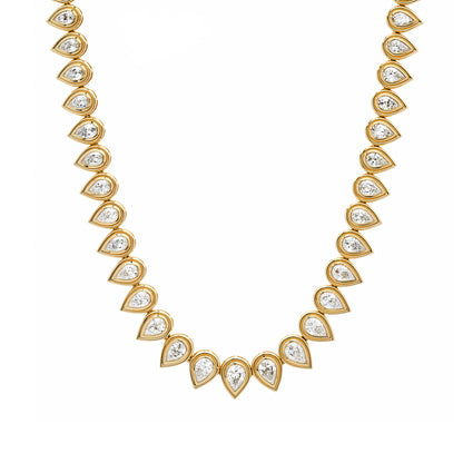 14K YG Raya Pear Shape Diamond Tennis Necklace