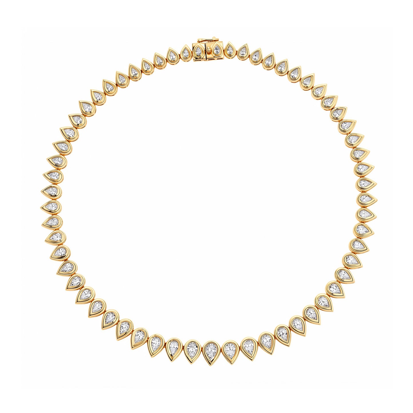 14K YG Raya Pear Shape Diamond Tennis Necklace