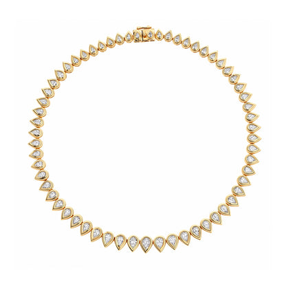 14K YG Raya Pear Shape Diamond Tennis Necklace