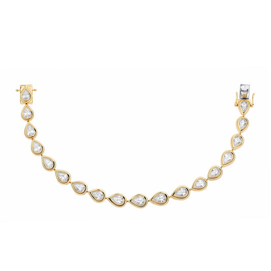 14K YG Raya Pear Shape Diamond Tennis Bracelet