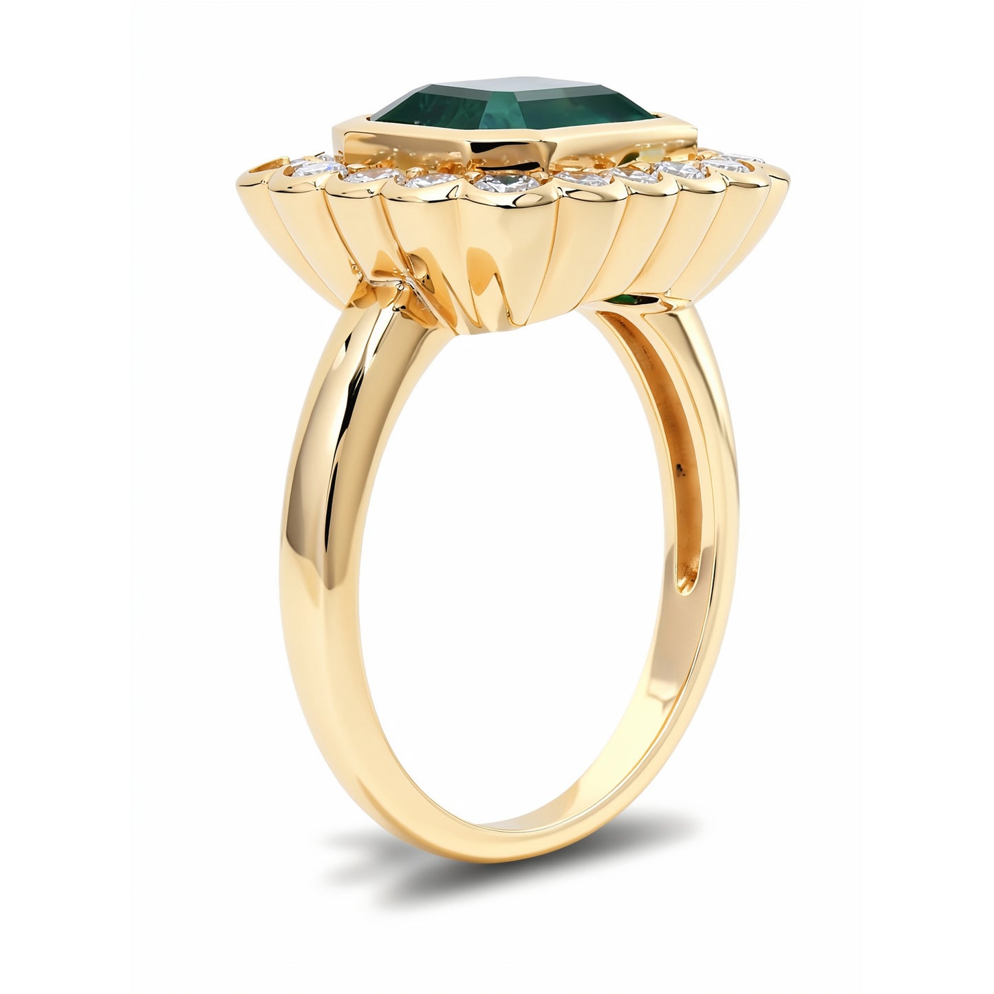 14K YG Columbian Emerald and Diamond Ring