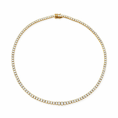 14K YG Emerald Cut Diamond Tennis Necklace