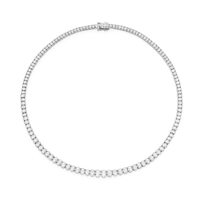14K WG Oval Shape Diamond Tennis Necklace