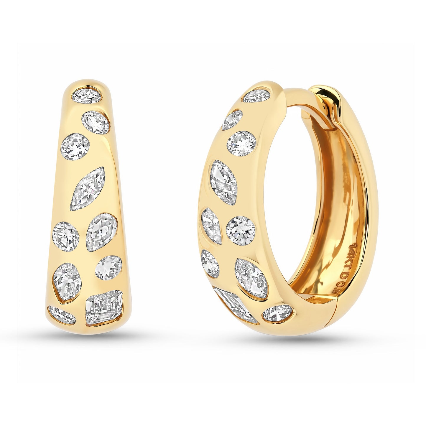 14K YG Nora Gypsy Diamond Huggies