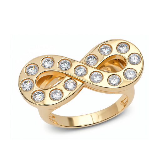 14K YG Jumbo Diamond Infinity Ring