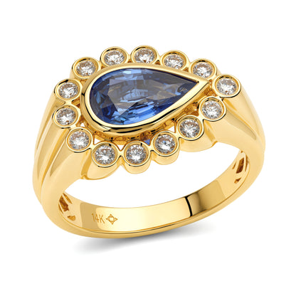 14K YG Sapphire and Diamond Ring