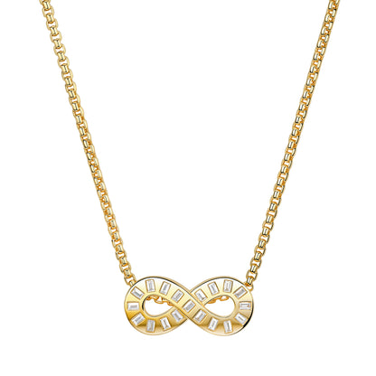 14K YG Jumbo Baguette Diamond Infinity Necklace