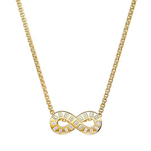 14K YG Jumbo Baguette Diamond Infinity Necklace