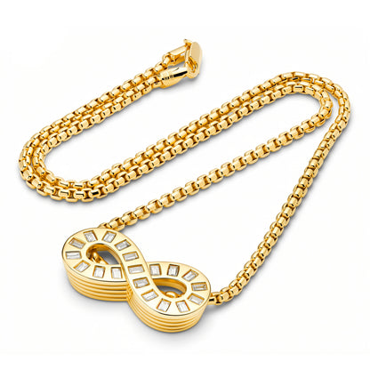 14K YG Jumbo Baguette Diamond Infinity Necklace
