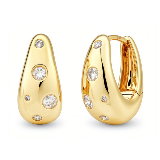 14K YG Vera Gyspy Set Diamond Huggies