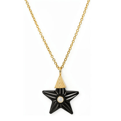 14K YG Onyx Star Diamond Necklace