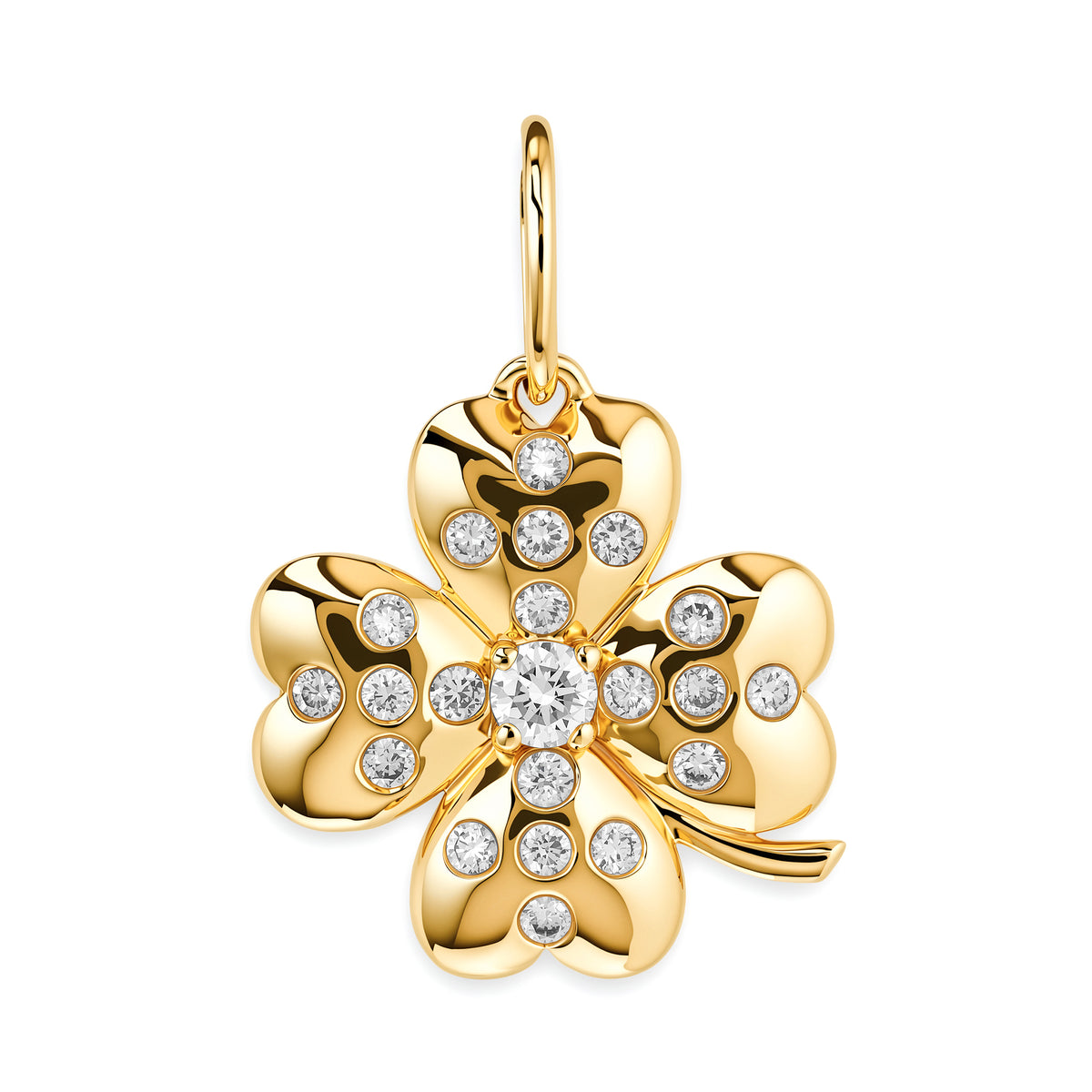 14K YG Mini Diamond Clover Necklace